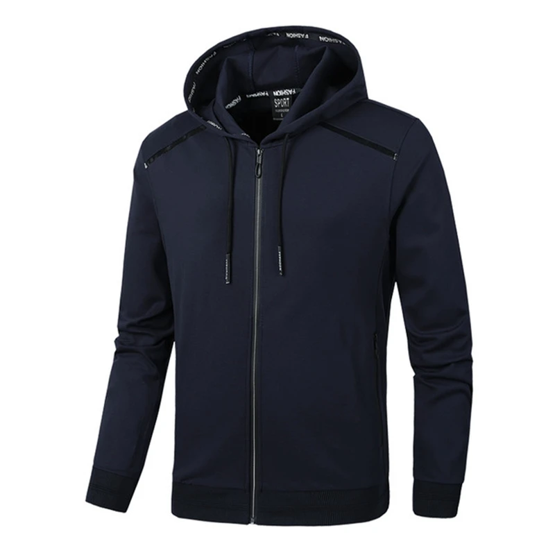 Новая весенняя куртка с капюшоном размера плюс, Мужская модная вязанная куртка большого размера, кардиган 9XL 8XL 7XL 6XL 5XL 4XL - Цвет: Тёмно-синий