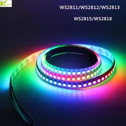 DC5V/12 V WS2811 WS2812 WS2813 WS2815 WS2818 30/60 светодиодов/m Smart pixel светодиодные ленты WS2812B IC индивидуально адресуемых светодиодные полосы света 5 м
