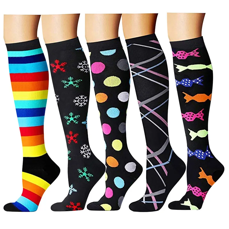 

Multi-color Women&Men Long Thigh High Socks Girls Compression Stretch Socks Outdoor Sports Profession Elastic Nursing Calf Socks