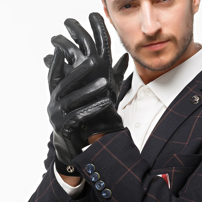 Nappaglo Men's Gloves Lambskin Leather Gloves Mens Nappa Goatskin