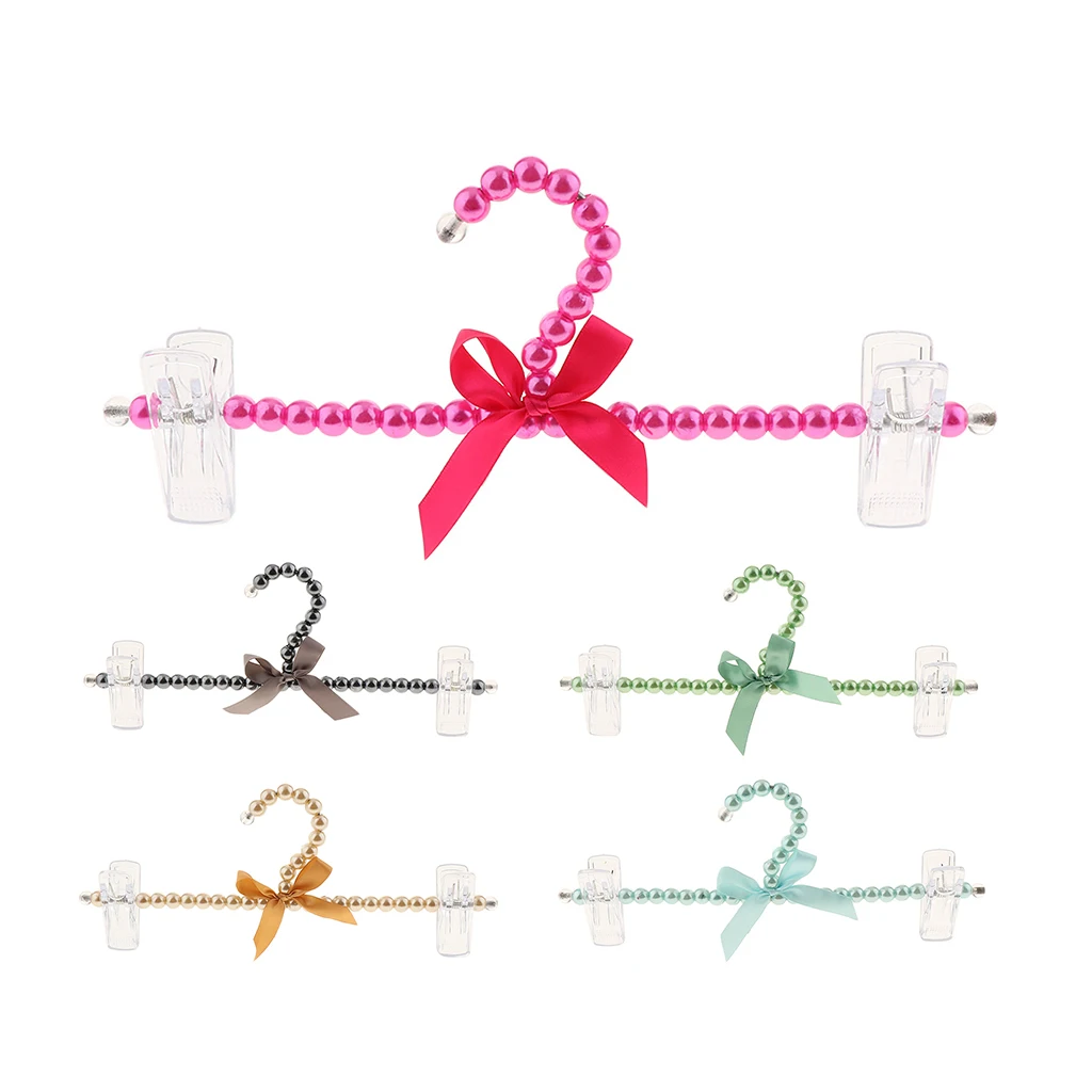 5 Pieces Plastic Pearl Clothes Hangers Five Colors Bowknot Space Saver For Kids Pets