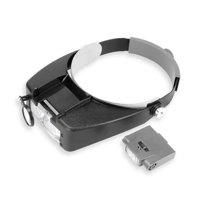 Headband Magnifying Glass with 2 LED Lights Optical Head Wearing Magnifier  1.5X 3X 6.5X 8X Head-Mounted Headset Jewelry Visor Magnifier Glass Loupe