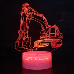 7 цветов Новинка 3D Визуальный акриловый светодиодный ночник машинка-трактор USB свет спальня настольная лампа градиент атмосферная лампа