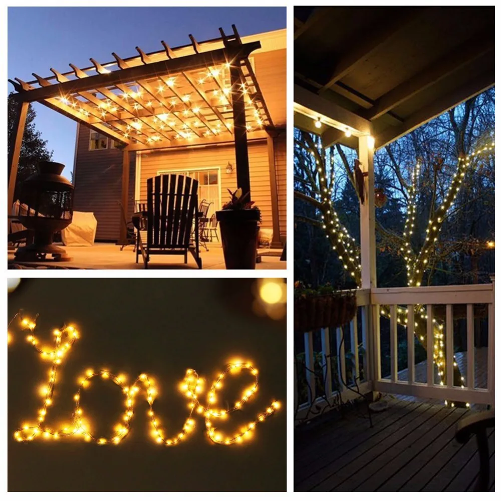 

20M Solar Copper Wire String Light 8Modes LED Waterproof LED Strip For Fairy Wedding Party Decoration Holiday lighting 1PCS