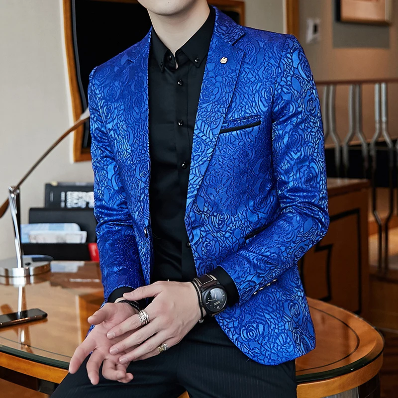 Classic Jacquard Suit Men Fashion Business Wedding Banquet Dress Men Suit Jacket Large Size 6XL Slim Fit Blazers Man