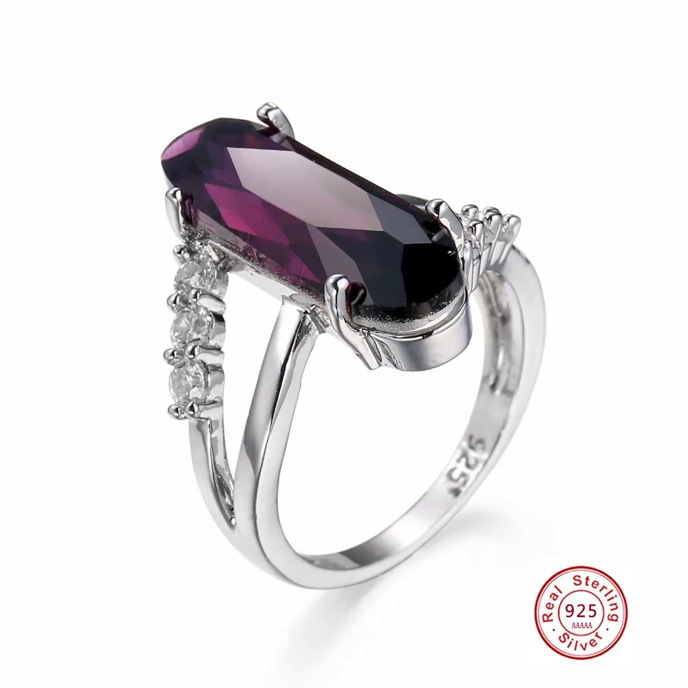 Classic Luxury Real Solid 925 Sterling Silver Ring 2 CT purple Zircon Crystal Wedding Jewelry Ring Engagement For Women jewelry