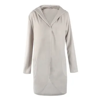 

Hooded Bat Sleeved Woolen Coat Fashion Casual Long Sleeve Open Stitch Ladies Solid Color Pockets Coats Women's Clothing