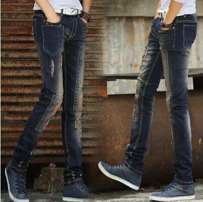 Best quality Jeans for men skinny Distressed slim balm in famous brand designer biker hip hop