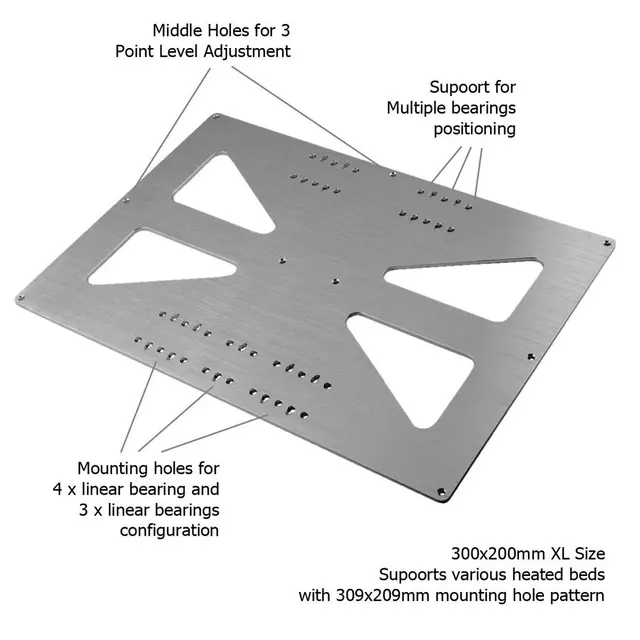 Best Offers Large Size Aluminum Y Carriage Plate XL 300x200mm Prusa i3 RepRap 3D Printer Upgrade