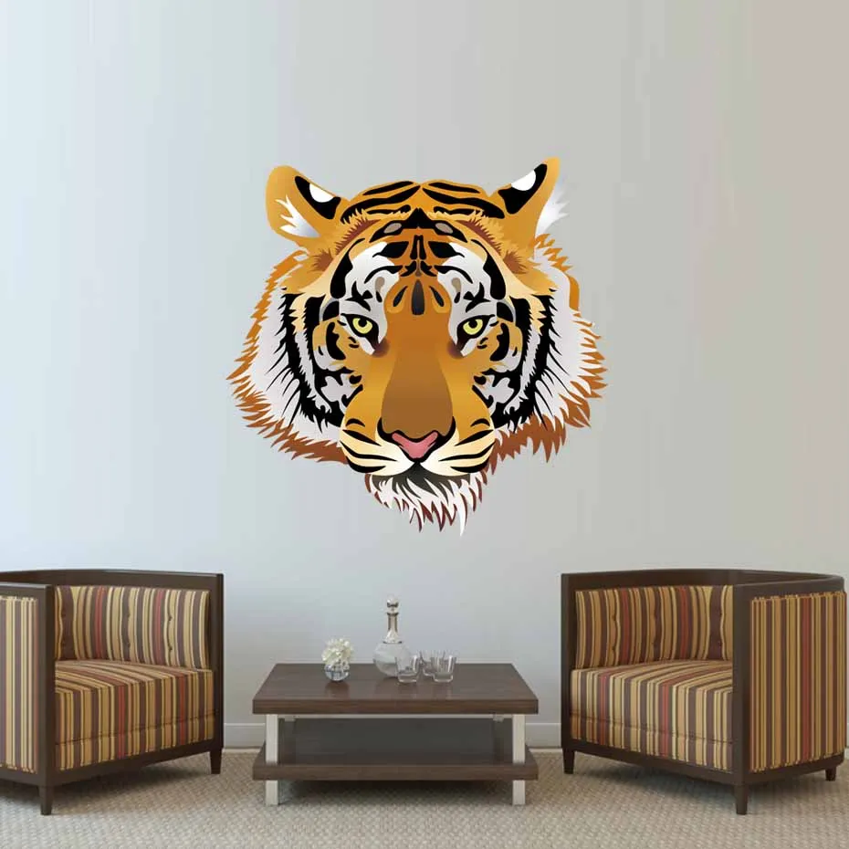 Wild Animal Big Tiger Head Wall Sticker Vinyl 3D Tiger Wall Decal Diy