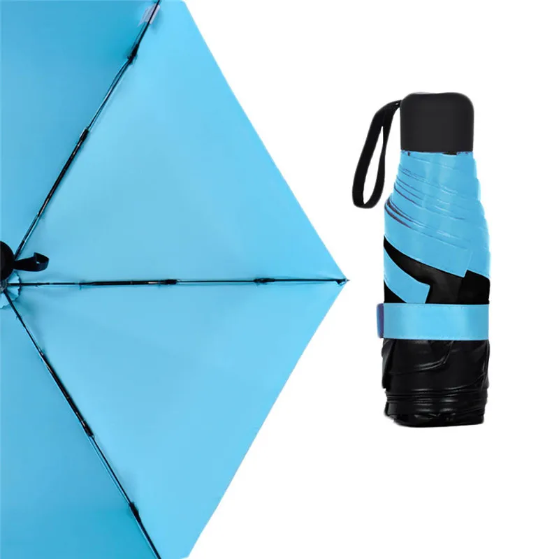 Colorful Mini Pocket Umbrella Fashion Rain Covers Compact Folding Travel Parasol Light Portable Small - Цвет: Синий цвет