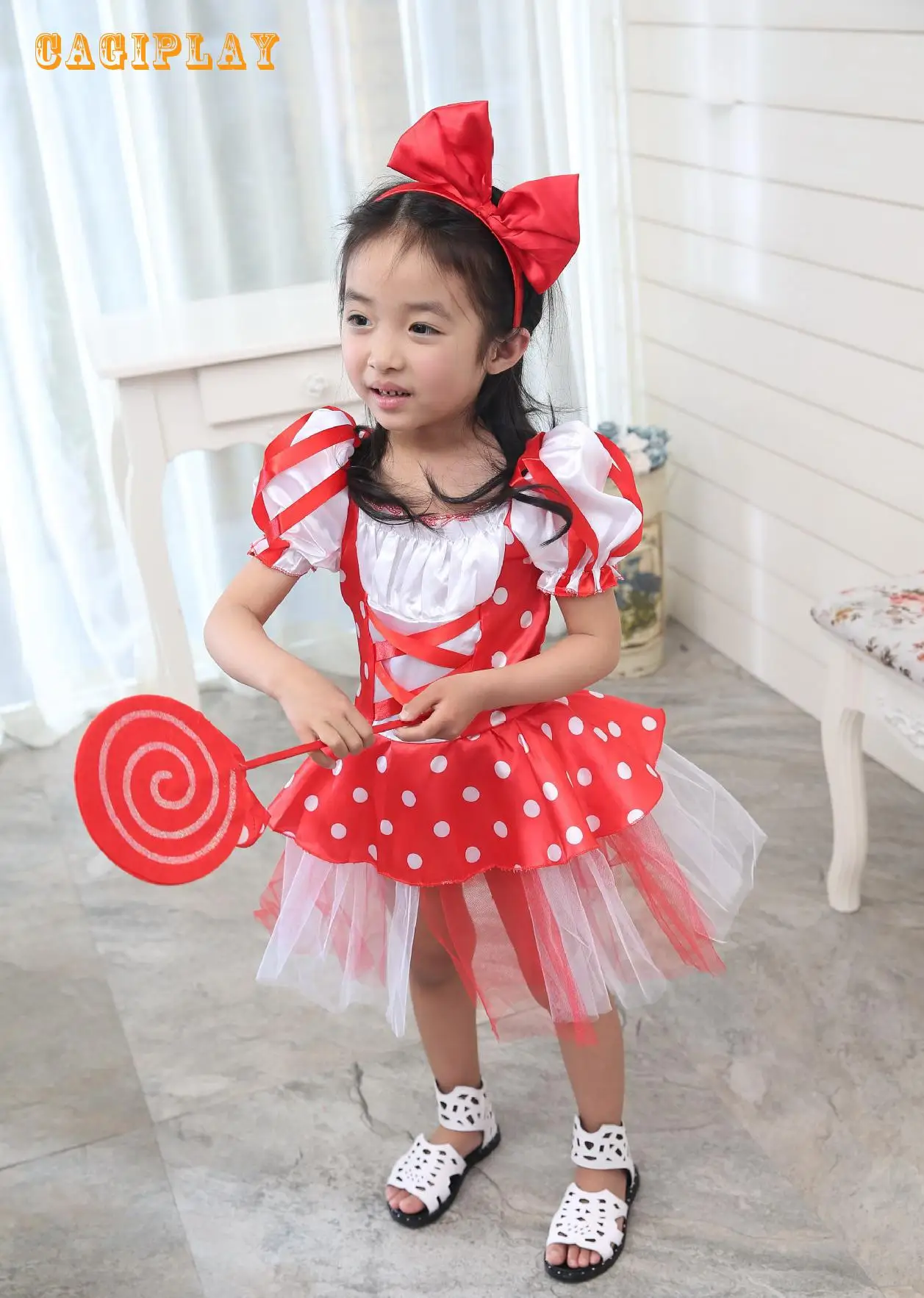 

2019 New Lovely Red Candy Dress Princess Dress Girl Carnival Cosplay Clothing Halloween Costume For Kids Age 3-10 Years