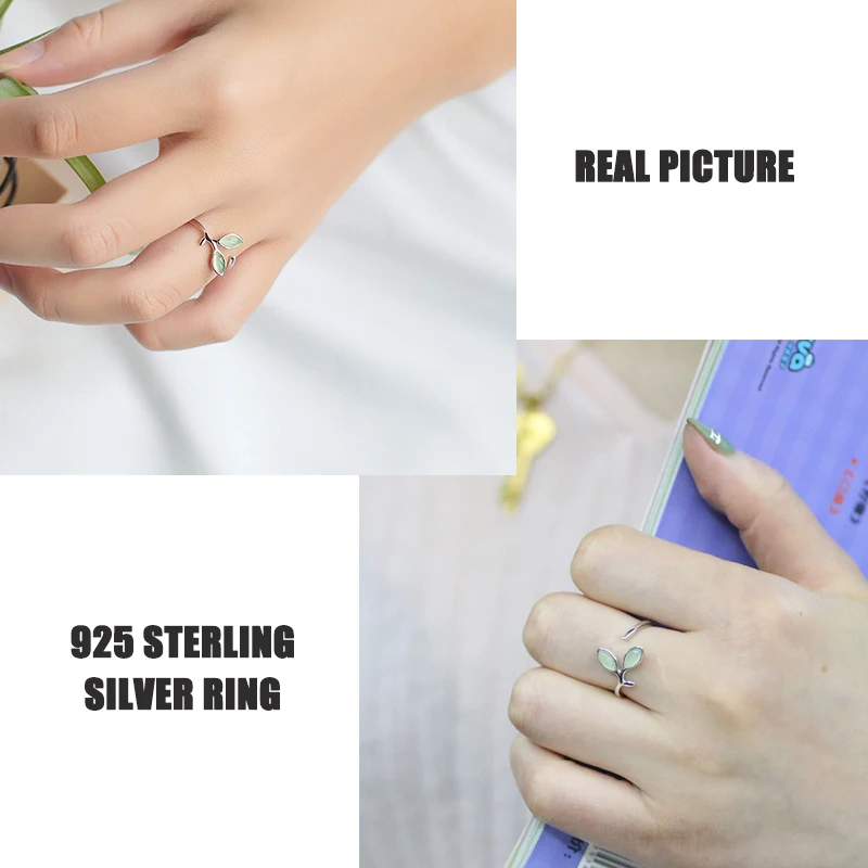 XIHA 925 пробы, серебряные кольца для женщин, изменяемые размеры,, зеленые опаловые камни, корейское кольцо на палец для девочек, детские ювелирные изделия