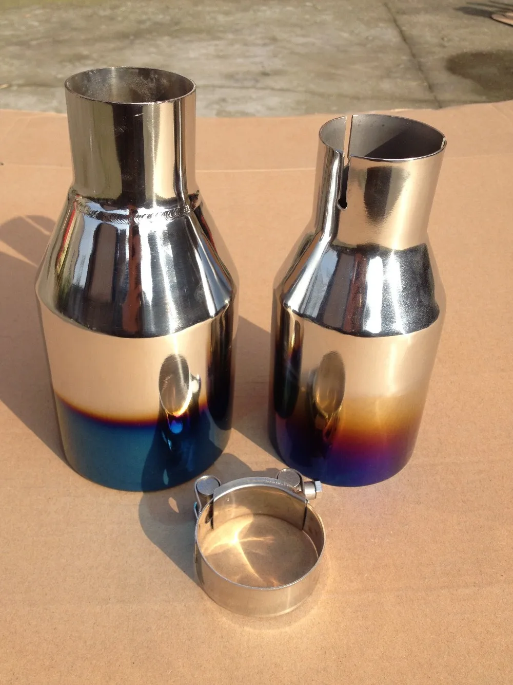 

blue version 101mm single inlet51mm-outlet101mm stainless 304 steel exhaust tip exhaust pipe muffle