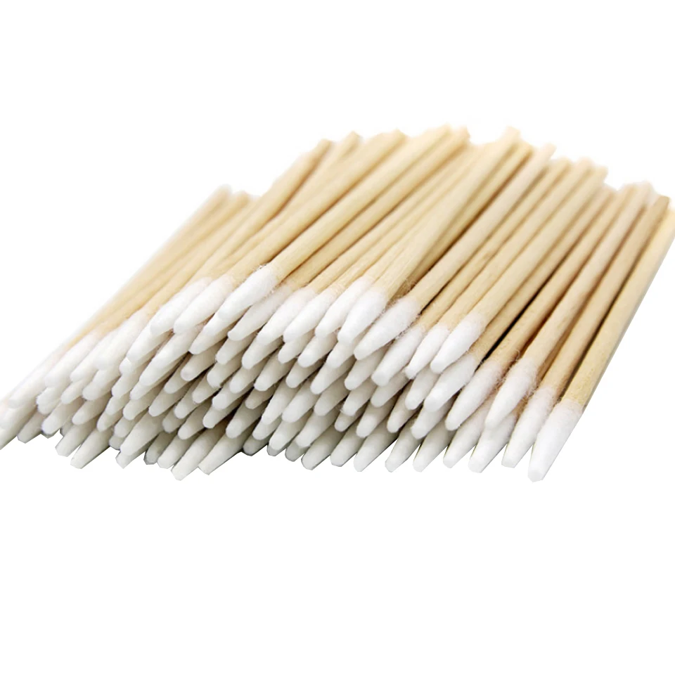 High Quality 1 Bag 100pcs Wooden Cotton Stick Swabs Buds For Cleaning The Ears Eyebrow Lips Eyeline Tattoo Makeup Cosmetics 4
