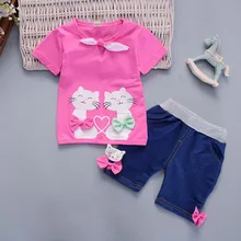 Хлопковая летняя одежда для маленьких мальчиков, комплекты одежды для новорожденных детей, рубашки с короткими рукавами+ джинсы, крутой джинсовый костюм с шортами