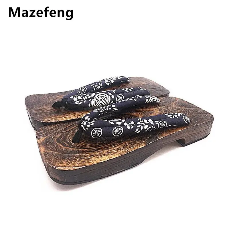 

Mazefeng Summer Fashion Men geta sandals China Geta Clogs Classial Wooden Slippers Mens Flip Flops Male Geta Clogs Print Wood
