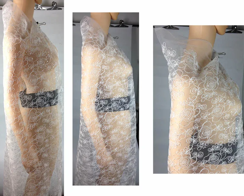 3D африканская белая Цветочная Свадебная кружевная ткань для платья, сделай сам, швейная Лоскутная Ткань, шнур, блестящая ткань, материал Tecido Tissus