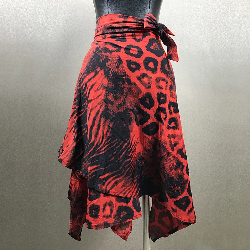 

279 Latin Dance Skirt Rumba Cha Cha Ballroom Costume Women Lady One-piece Lace-up Skirt Hip Scarf Evening Party Skirt