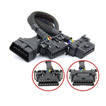 

New OBD2 Male to Dual Female Elbow Extension Cable with 16pins Available to Connected 1 IN 2 Converted OBD 2 Extender Adapter