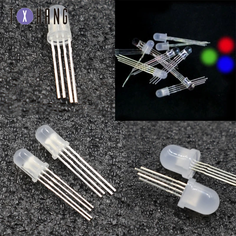 

10/20/50PCS 5/8mm Round RGB Hat PL9823 F5/F8 LED 4Pin Milk White Dual Common Diodes
