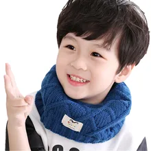 Зимний шарф для девочек; детские шерстяные шарфы для мальчиков и девочек; однотонные Детские шарфы