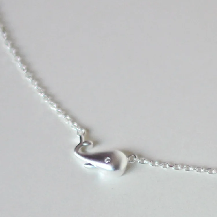 

TSHOU109 925 sterling silver whale baby clavicle chain necklace