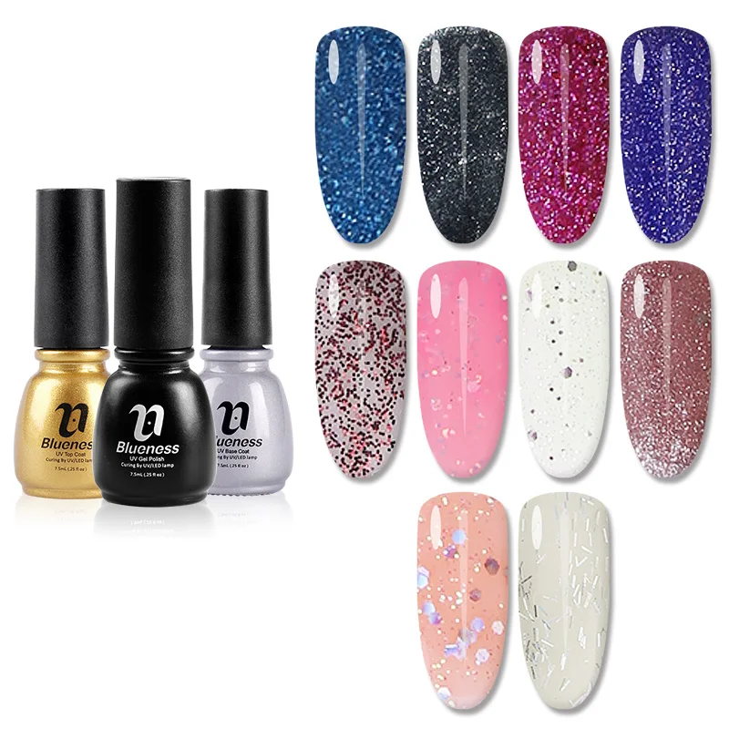 

Blueness 7.5ML Gel Nail Polish 130 Colors Soak Off UV Nail Gel Manicure Gel Top Base Coat Lacquer Long Lasting Gel Varnish