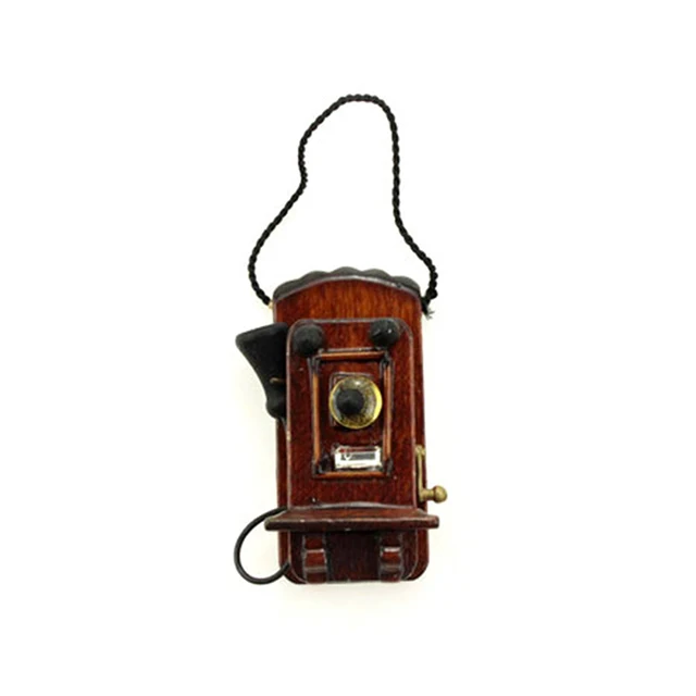 Vintage Style Dollhouse Furniture Accessories For Livingroom Bedroom Kitchen 1:12 Miniature Antique Wall Mount Phone 2