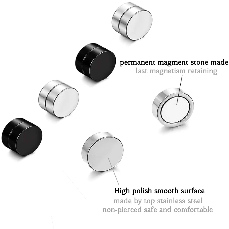 1 пара различных размеров магнитный камень без пирсинг для уха зажимы для влюбленных мальчиков подружек геометрические круглые ювелирные аксессуары в стиле панк
