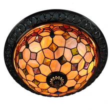 Retro Tiffany Shell Flush Mount Light E26/E27 Vintage Europea Lámparas de Techo Para la Cocina Bar Comedor accesorio de Iluminación CL220
