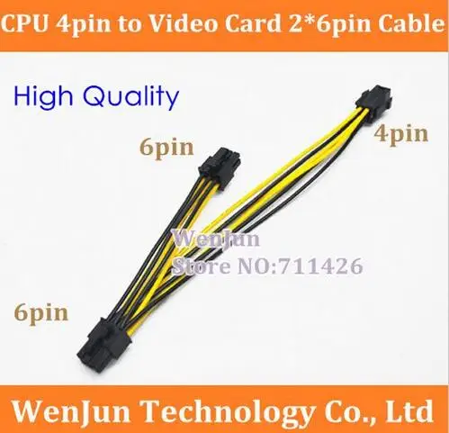 Best Price Free Shipping CPU 4Pin to PCI Express PCI-E Dual 6Pin Power Supply Cable 4-pin to 2*6-pin connector 18AWG wire High Quality