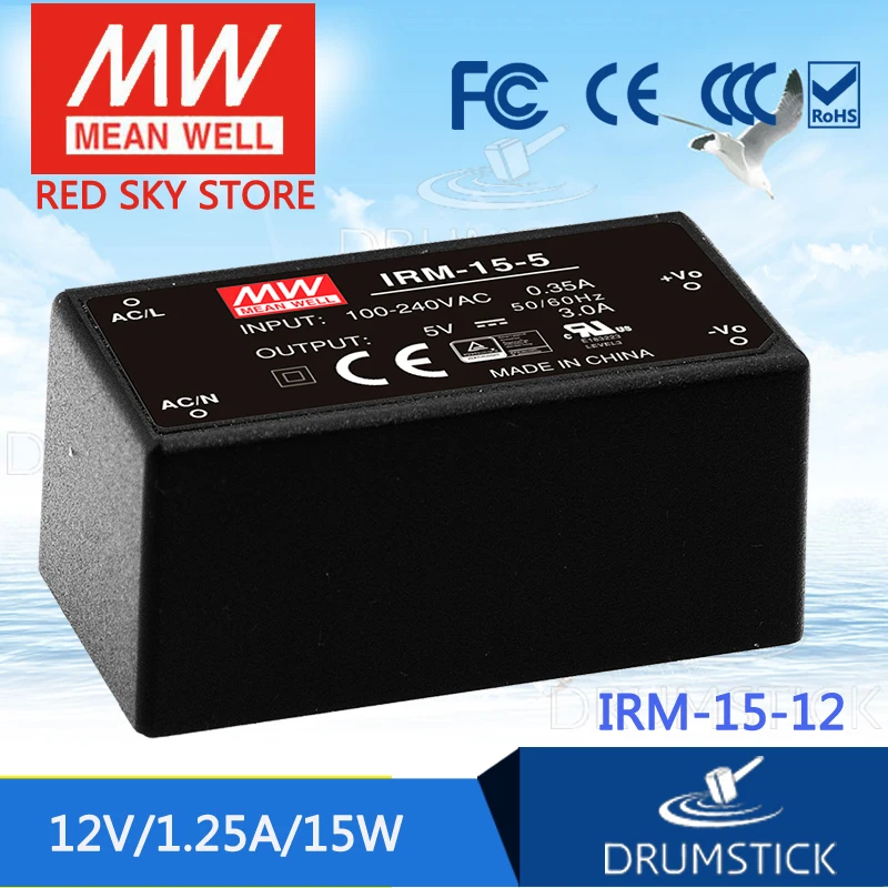 Meanwell IRM-15-12 12V 1.25A meanwell IRM-15 12V 15W одиночный выход инкапсулированный Тип