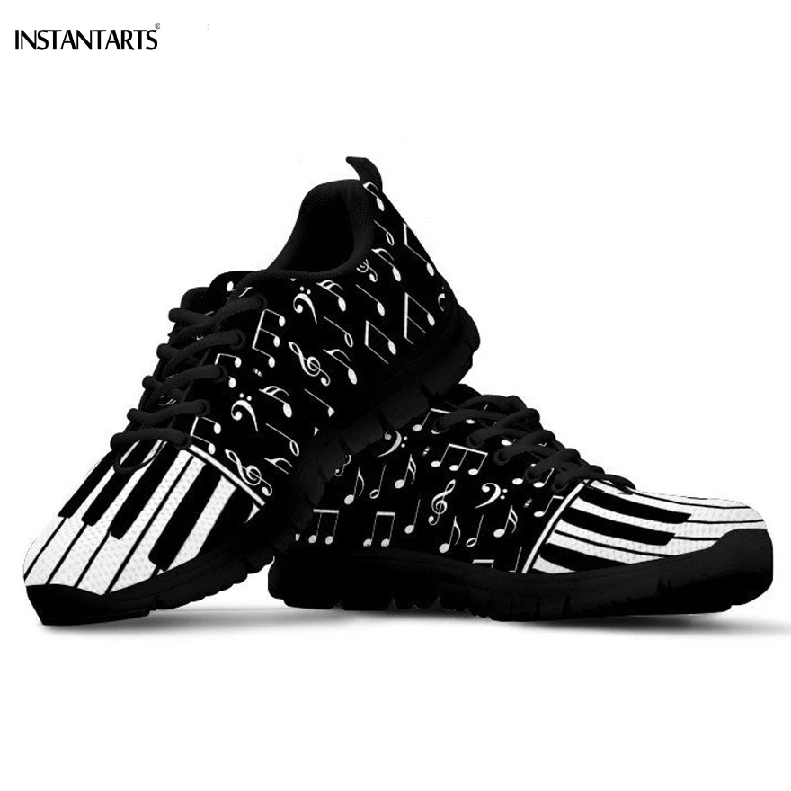  INSTANTARTS Piano Keyboard Music Notes Pattern Woman Man Running Shoes Outdoor Walking Sports Shoes