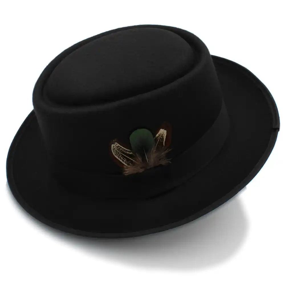 black felt pork pie hat