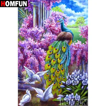 

HOMFUN Full Square/Round Drill 5D DIY Diamond Painting "Peacock flower" Embroidery Cross Stitch 5D Home Decor Gift A08772
