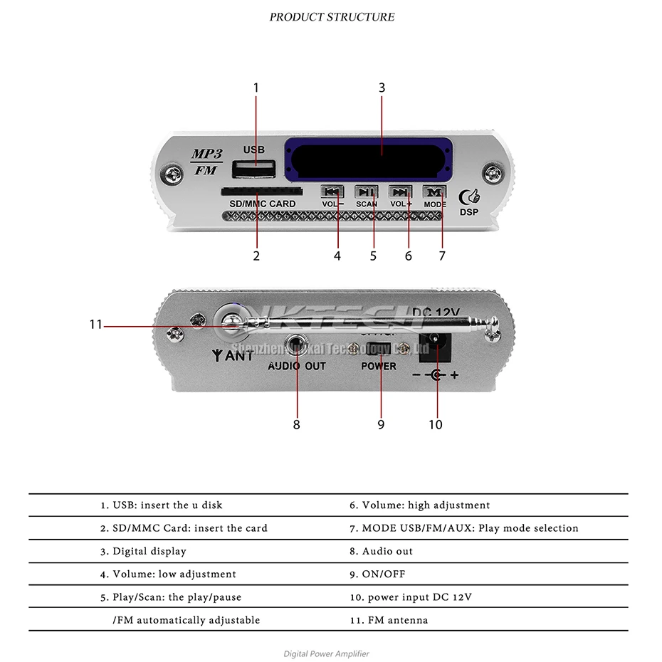 NKTECH A5 цифровой плеер Hi-Fi стерео сценический декодер приемник Мини ридер соответствующий аудио усилитель fm-радио DVD MP3 SD USB MMC