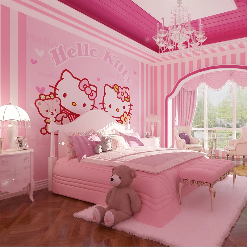 Розовые/синие 3d полосатые обои в рулонах для девочек, детская комната, принцесса, 3D Papel Parede, 3d полосатые обои в рулонах, 3d обои