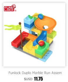 Funlock Duplo marble Run, пластиковые блоки для сборки, детали для детей, креативные развивающие строительные игрушки для детей
