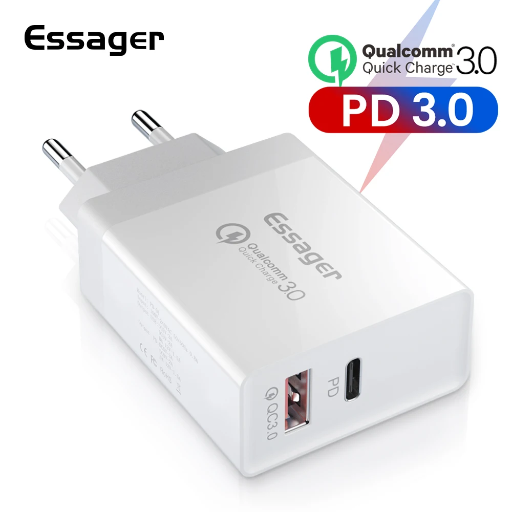 Esssager 36 W سريعة تهمة 3.0 شاحن يو اس بي QC3.0 QC PD توربو سريع شاحن السفر الحائط الهاتف المحمول شاحن آيفون شياو mi mi 9 Esssager 36 W سريعة تهمة 3.0 شاحن يو اس بي QC3.0 QC PD توربو سريع شاحن السفر الحائط الهاتف المحمول شاحن آيفون شياو mi mi 9