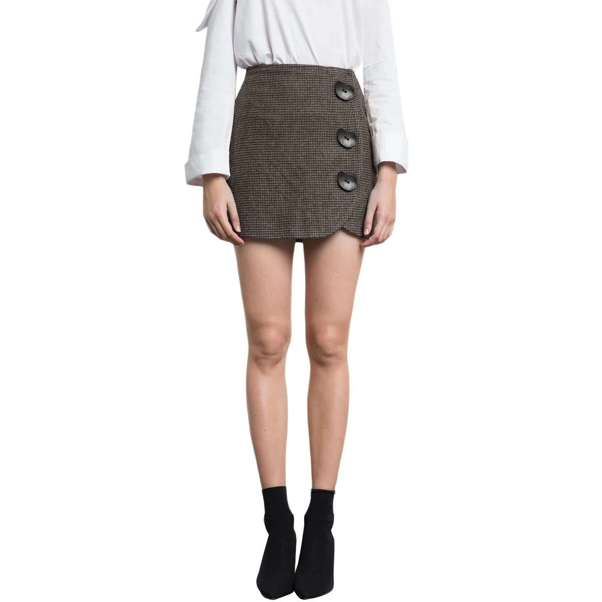 zhizaolian Brand 2018 Women Plaid Mini Skirts Zipper Back Buttons Side ...