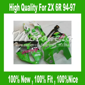 

94 97ZX6R 94 97 fairing For KAWASAKI ZX 6R 636 94 97 95 96 Green White black ZX-6R NINJA ZX 6R 636 1994 95 96 1997 Fairing Kits