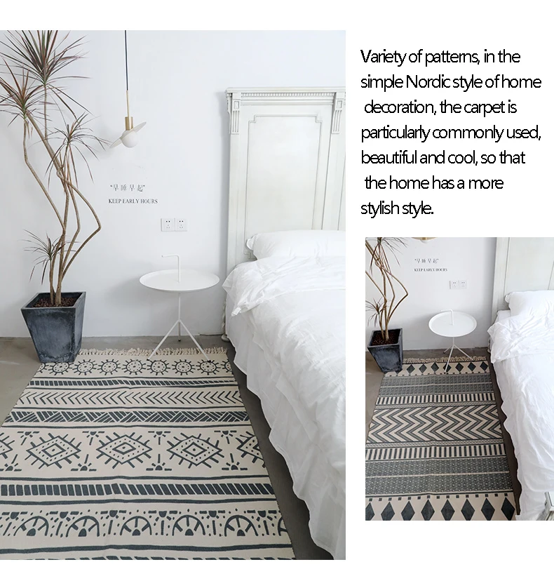 Maroc Round Rugs Boho Style Tassel Tissu De Coton Tapis Tapis De Porte Couverture