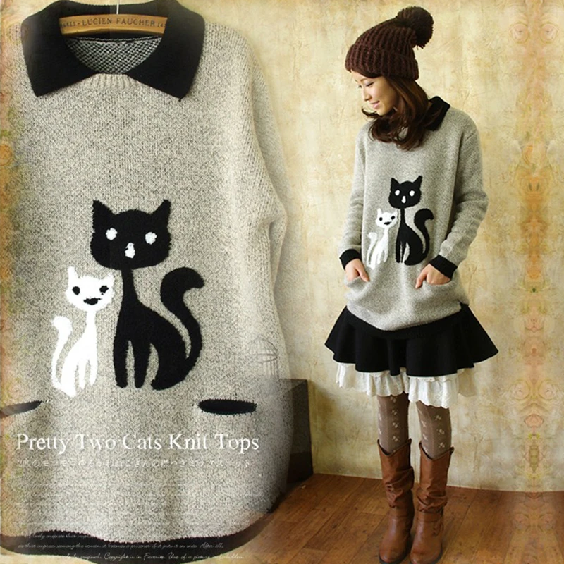Aliexpress.com : Buy Japanese Autumn Winter Mori Girl Sweater Women's Special Cartoon Cat 