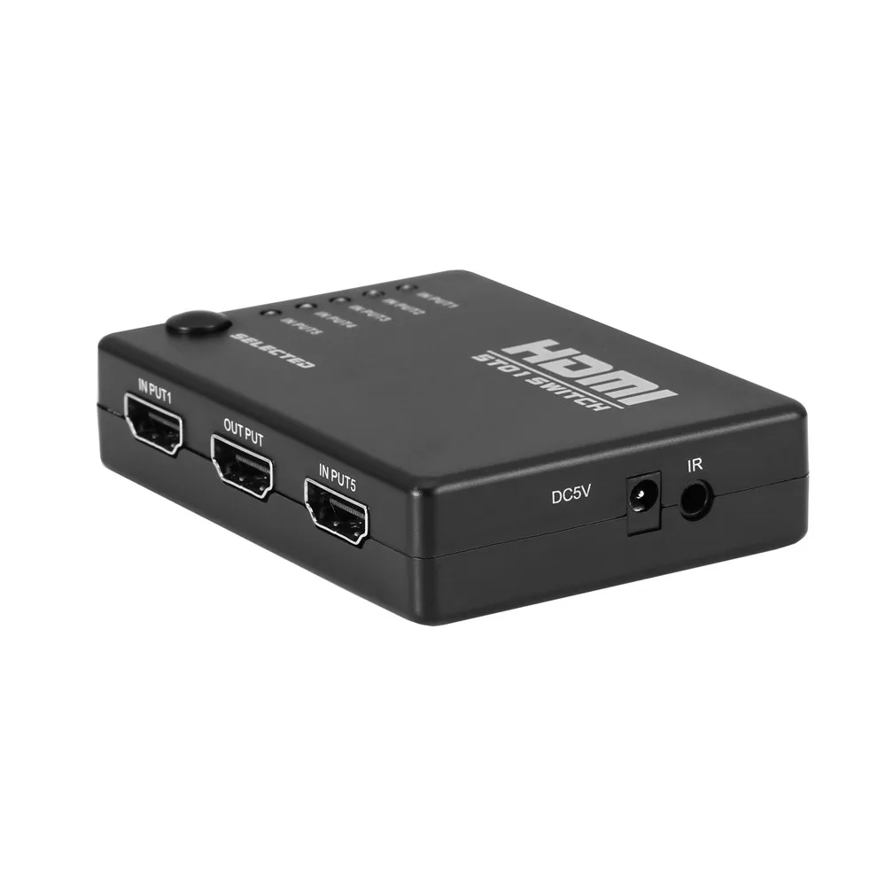 Коммутатор разветвитель концентратор и ИК-пульт 1080p 5 в 1 выход 5 портов видео HDMI Переключатель Селектор для HDTV PS3 DVD с CR2025 батареей