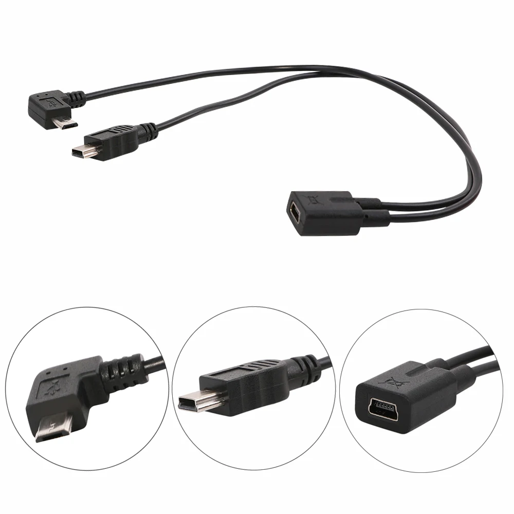 

Mini USB 5Pin Female to Micro 5pin Angled & Mini 5Pin Male Cable Y Splitter