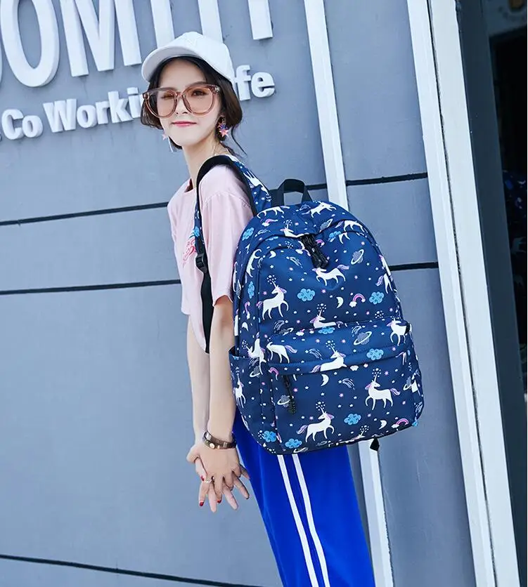 3 шт./компл. рюкзак с принтом единорога женские школьные рюкзаки женские модные школьные ранцы студенческие школьные ранцы для девочек
