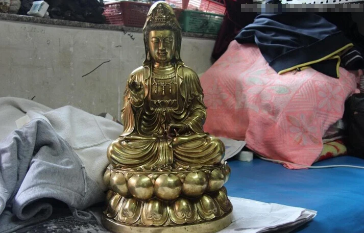 

150401 S0534 Budhism Copper Bronze Gild Kwan-yin Guan Yin Boddhisattva Goddess Buddha Statue