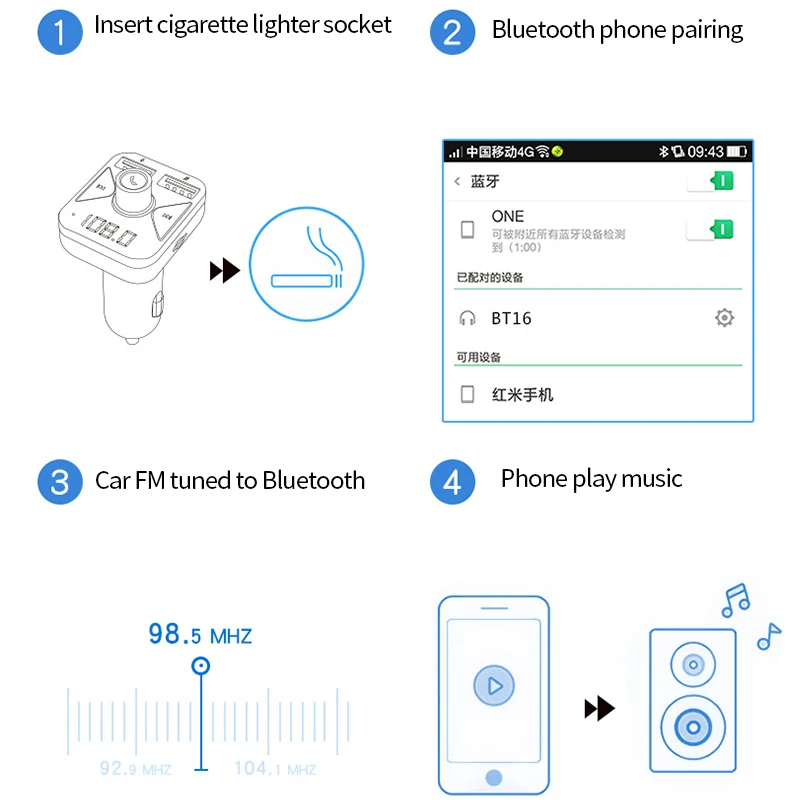 Автомобильный mp3 плеер USB Bluetooth FM передатчик прикуриватель телефон Handsfree Зарядное Устройство Радио комплект беспроводной двойной авто аксессуары