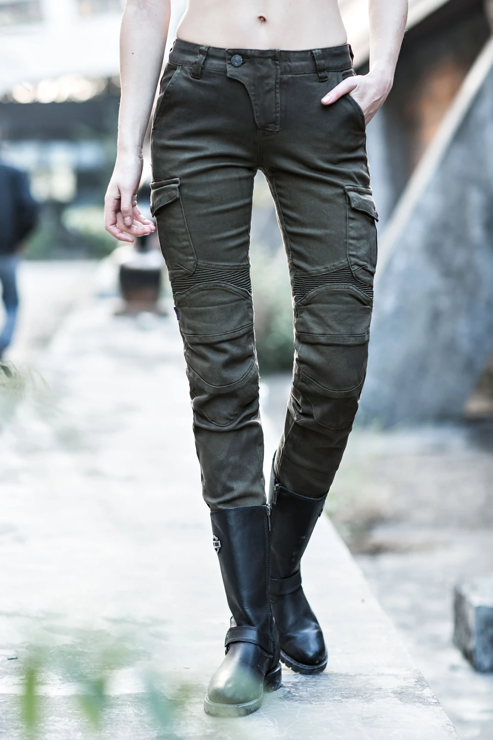 green moto jeans womens